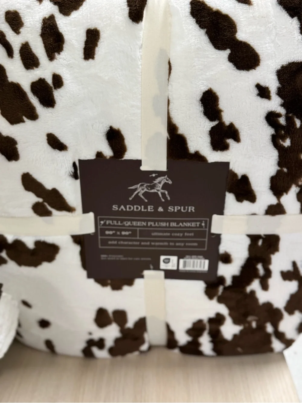 Brown and White Plush Throw Blanket